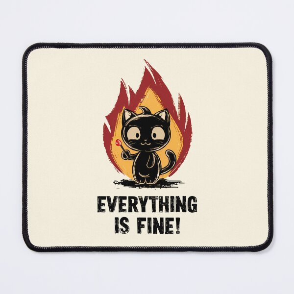 Item preview, Everything is Fine Cat in Flames Illustration designed and sold by Dream-Fab.
