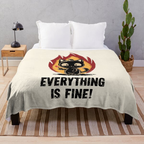 Item preview, Everything is Fine Cat in Flames Illustration designed and sold by Dream-Fab.