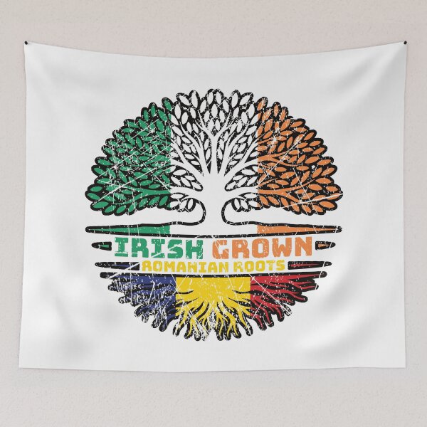 Item preview, Romania Romanian Irish Ireland Tree Roots Flag designed and sold by FlagX.