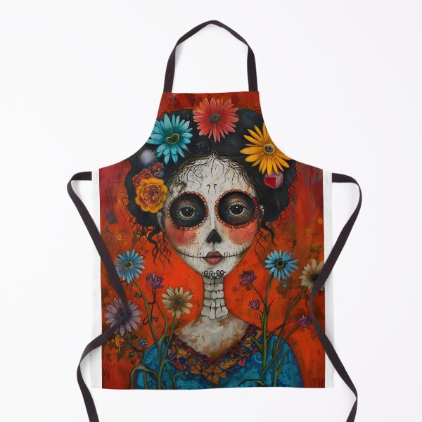 Item preview, Colorful Day of the Dead skull with flowers portrait. designed and sold by Artessie.