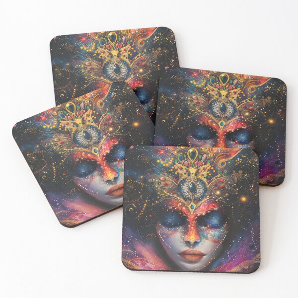 Item preview, Colorful abstract face with cosmic and mystical details designed and sold by Artessie.