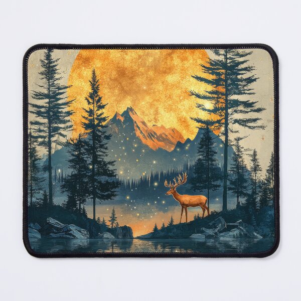 Item preview, Mystical moon over the lake surrounded by forest and mountains designed and sold by MargaretWiktor.
