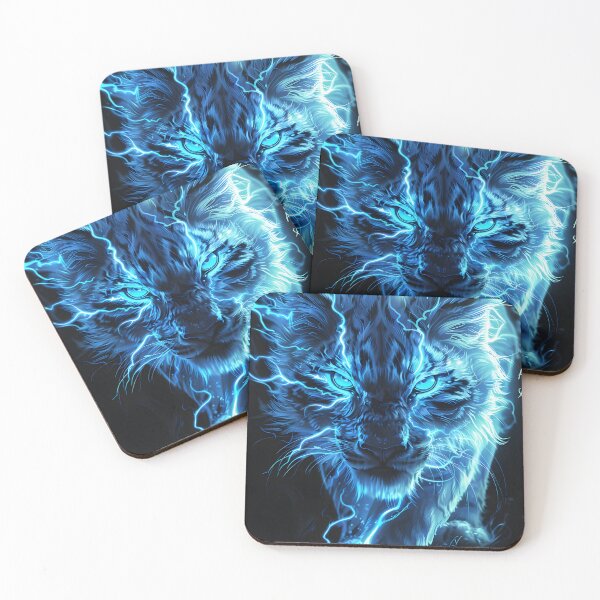 Item preview, Electrifying glowing blue lynx with intense gaze. designed and sold by Artessie.