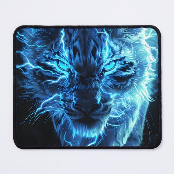 Item preview, Electrifying glowing blue lynx with intense gaze. designed and sold by Artessie.
