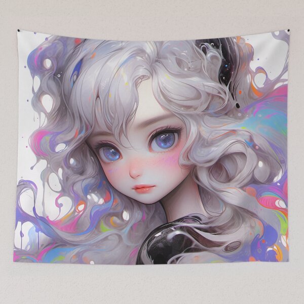 Item preview, Beautiful Paint Swirl Kawaii Anime Girl designed and sold by bubblegoth.