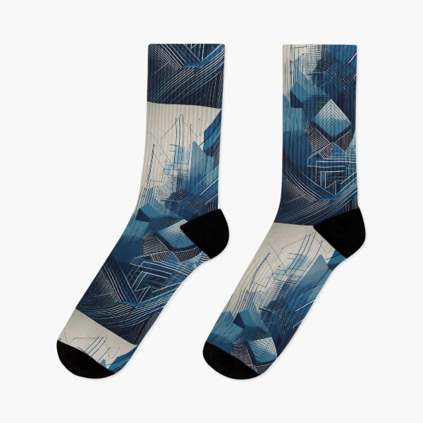 Item preview, Geometric Modern ABSTRACT linework, line art, black and blue, intersecting shapes and lines, classy, diamond luxurious, architecturel 6 designed and sold by navitalidesign.