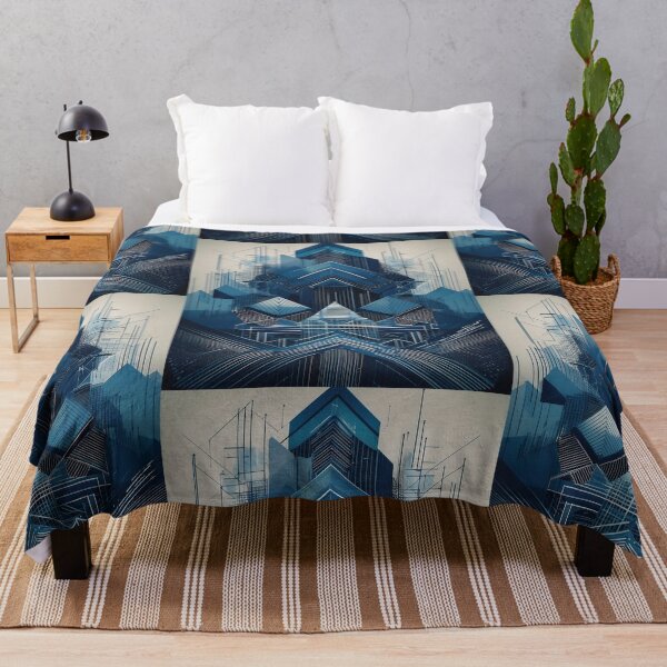 Item preview, Geometric Modern ABSTRACT linework, line art, black and blue, intersecting shapes and lines, classy, diamond luxurious, architecturel 6 designed and sold by navitalidesign.