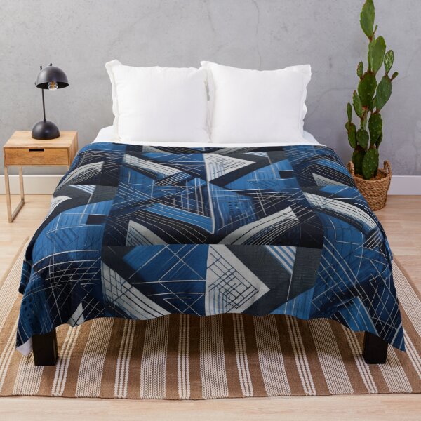 Item preview, Geometric Modern ABSTRACT linework, line art, black and blue, intersecting shapes and lines, classy, diamond luxurious, architecturel 7 designed and sold by navitalidesign.