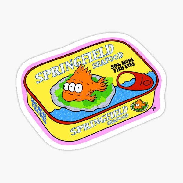 Item preview, Springfield Seafood Tin Fish - Blue Background  designed and sold by The Abysmall.