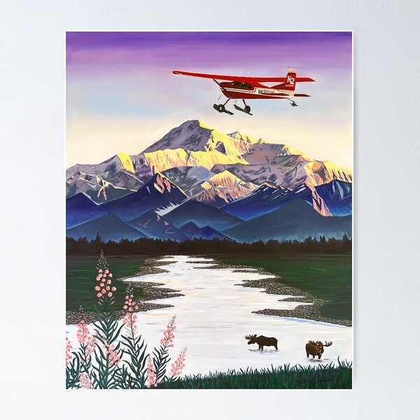 Item preview, Denali Mountain Painting, K2 Aviation, Living Room Painting, Alaska Mountain, Gift for Pilot, Scott Clendaniel, Alaska Aviation, Mt McKinley designed and sold by Scott Clendaniel.