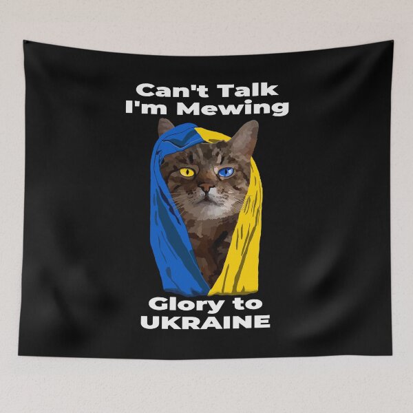 Item preview, Ukraine Shirt Can't Talk I'm Mewing Glory To Ukraine Meowing Cat designed and sold by Aide.