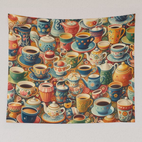 Item preview, Cup Pattern Fabric: Playful Elegance with a Touch of Whimsy designed and sold by Rui Fernandes.