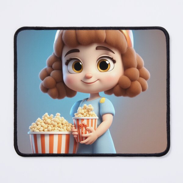 Item preview, Cute Girl with Popcorn Bucket Cartoon Vector Ico designed and sold by hjian8219.