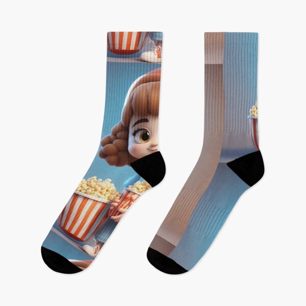 Item preview,  Cute Girl with Popcorn Bucket Cartoon Vector Ico designed and sold by hjian8219.