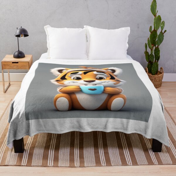 Item preview, Cute Sleepy Tiger Holding Coffee Cartoon Vector Icon designed and sold by hjian8219.