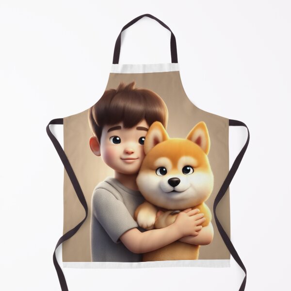 Item preview, Cute Boy Holding Shiba Inu Dog Cartoon Vector Icon designed and sold by hjian8219.