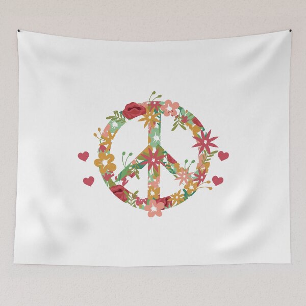 Item preview, Peace Sign And Flowers Global Peace World Peace Day No War designed and sold by farhanhafeez.