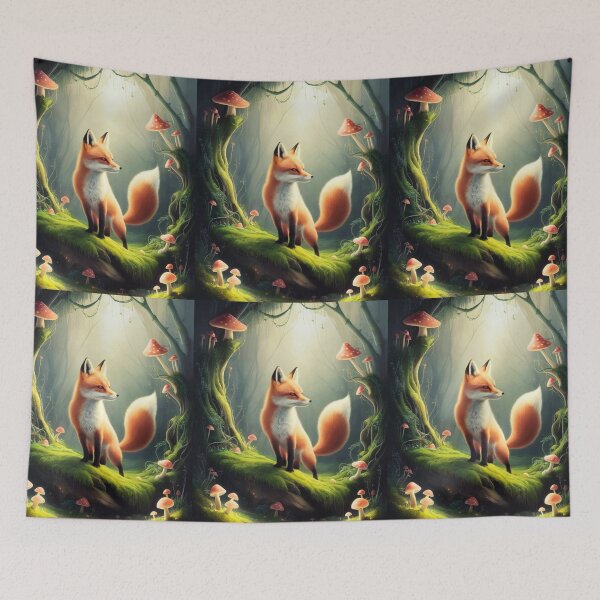 Item preview, Whimsical Fox. Fantasy cute fox, magical forest, enchanting woodland, vintage fox designed and sold by FoxVibes.