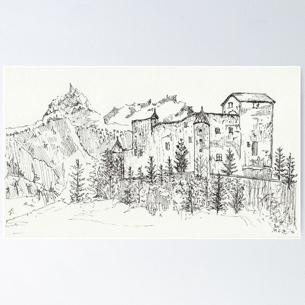 Austrian Castle Sketch Poster