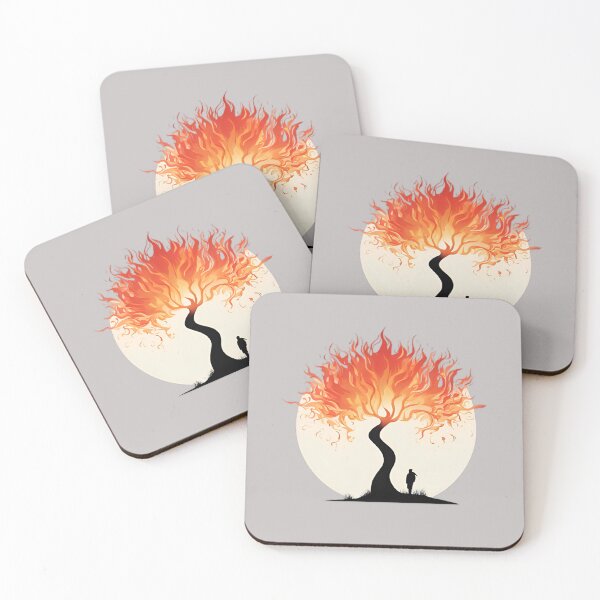 Item preview, silhouette of a person glimpsing a burning tree designed and sold by R-market.