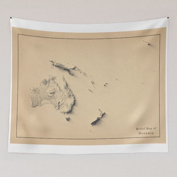 Item preview, Oceania Shaded Relief Map 3D digitally-rendered designed and sold by ThinkAboutMaps.