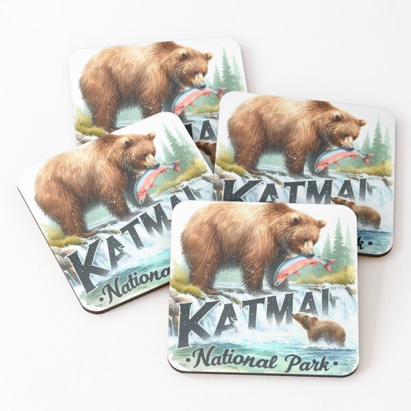 Item preview, Katmai National Park Illustration Travel Brooks Falls designed and sold by clintang.