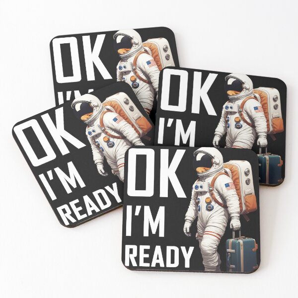 Item preview, Astronaut T-Shirt Design - 'OK I'M READY' - Space Travel Graphic Tee designed and sold by HAFIZ-DP.