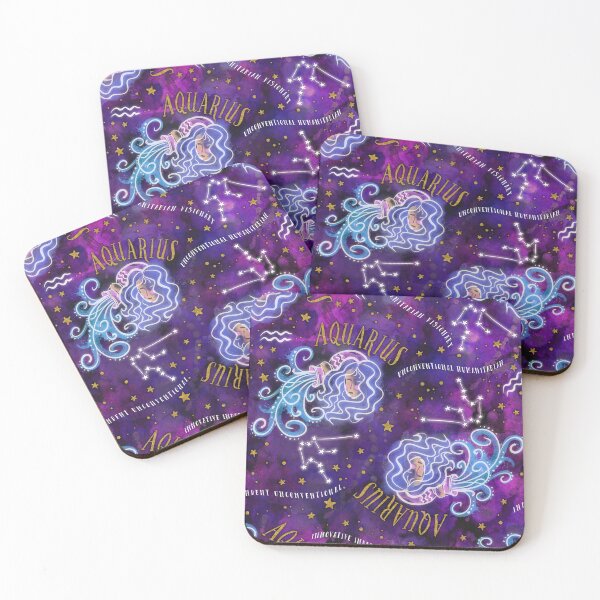 Item preview, Aquarius: January 20 - February 18. Aquarius Zodiac non directional print in alcohol ink and watercolor with simulated gold glitter accents. designed and sold by KariSmithDes.