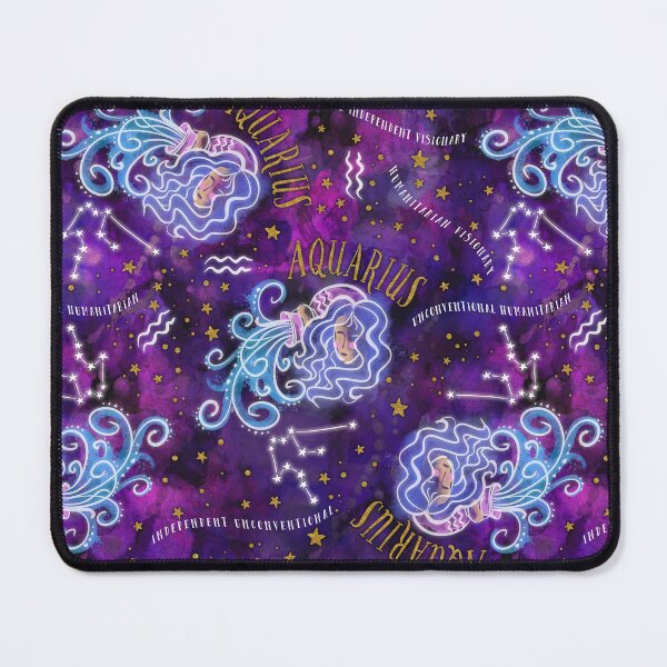 Item preview, Aquarius: January 20 - February 18. Aquarius Zodiac non directional print in alcohol ink and watercolor with simulated gold glitter accents. designed and sold by KariSmithDes.
