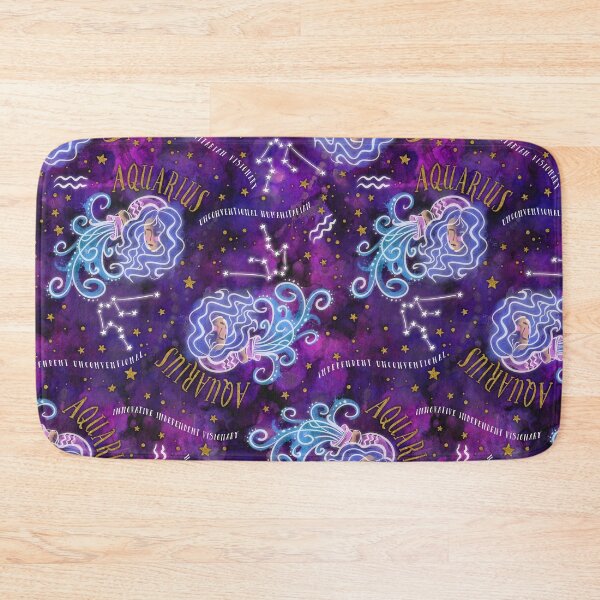 Item preview, Aquarius: January 20 - February 18. Aquarius Zodiac non directional print in alcohol ink and watercolor with simulated gold glitter accents. designed and sold by KariSmithDes.