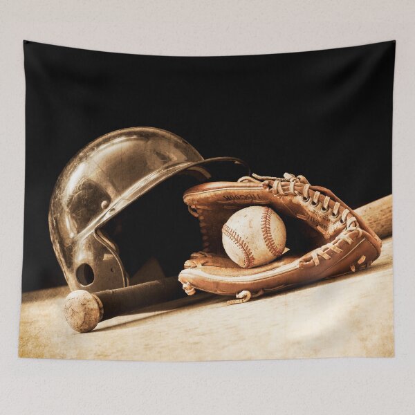 Item preview, Baseball gear on a black background designed and sold by Darin Ashton.
