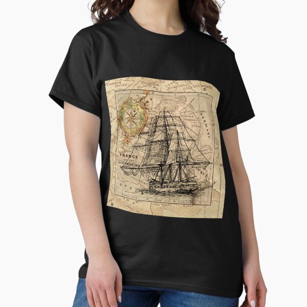 Item preview, Dark Academia vintage pirate ship sailor antique world map  designed and sold by LEILA ART SPACE.