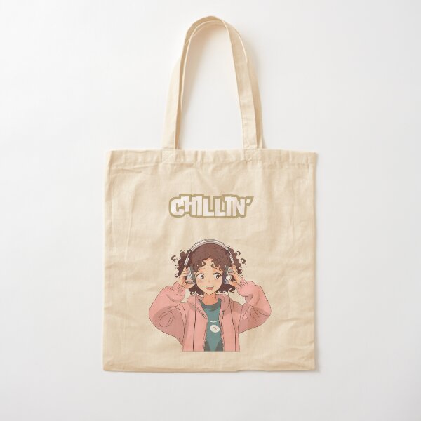 Girl Chillin' with headphones Cotton Tote Bag