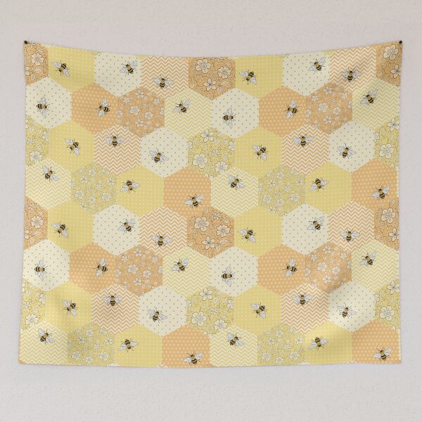 Item preview, Patchwork Bees pattern designed and sold by HazelFisher.