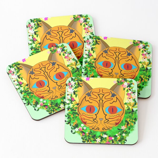 Artikelvorschau, Farbenfrohes Stammes-Katzen-Design im Blumenkranz entworfen und verkauft von JJMasters.