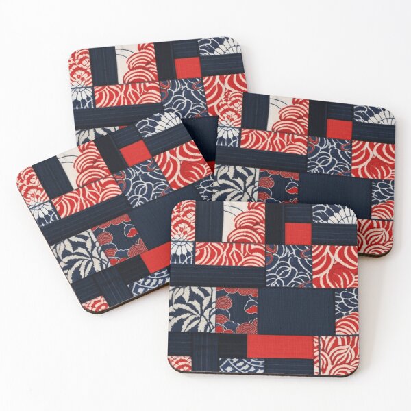 Item preview, Red and blue Japanese pattern  designed and sold by Roxburylane.