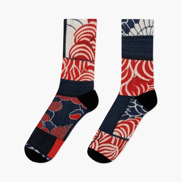 Item preview, Red and blue Japanese pattern  designed and sold by Roxburylane.