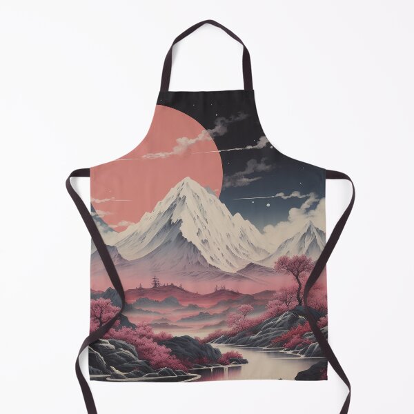 Item preview, Red Cherry Blossom Snowcapped Mountain Sunset Landscape Art designed and sold by PrecisionByAJSM.