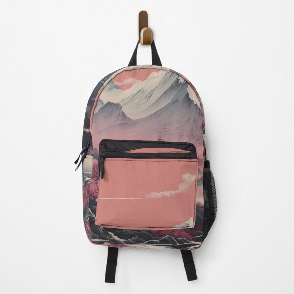 Item preview, Red Cherry Blossom Snowcapped Mountain Sunset Landscape Art designed and sold by PrecisionByAJSM.