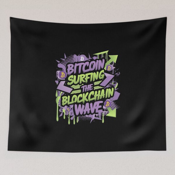 Item preview, Bitcoin Surfing The Blockchain Wave Crypto Surge designed and sold by RadDeck.