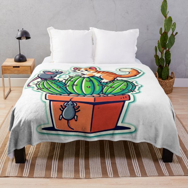 Item preview, Kawaii Cactus Climber - red cat, gray mouse designed and sold by DotLineColor.