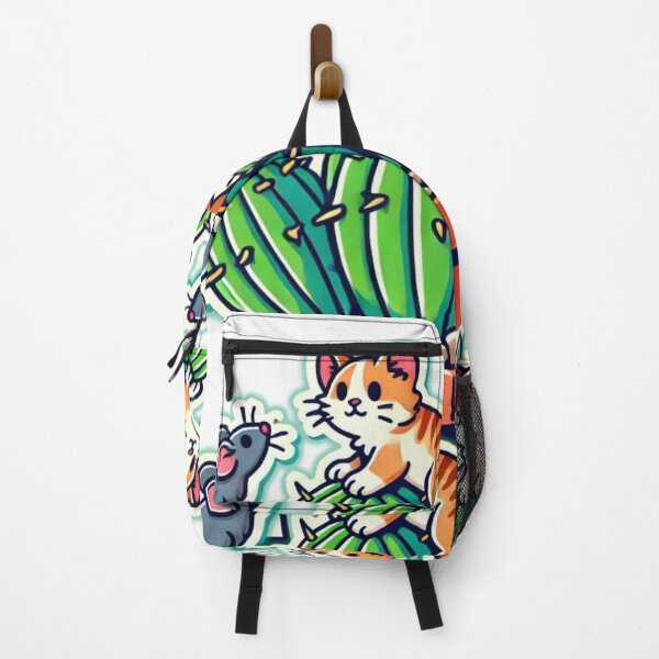 Item preview, Kawaii Cactus Climber - red cat, gray mouse designed and sold by DotLineColor.