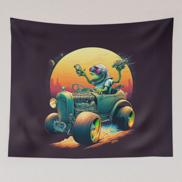 Item preview, Alien Racer in a Futuristic Hot Rod designed and sold by Sillytoe.