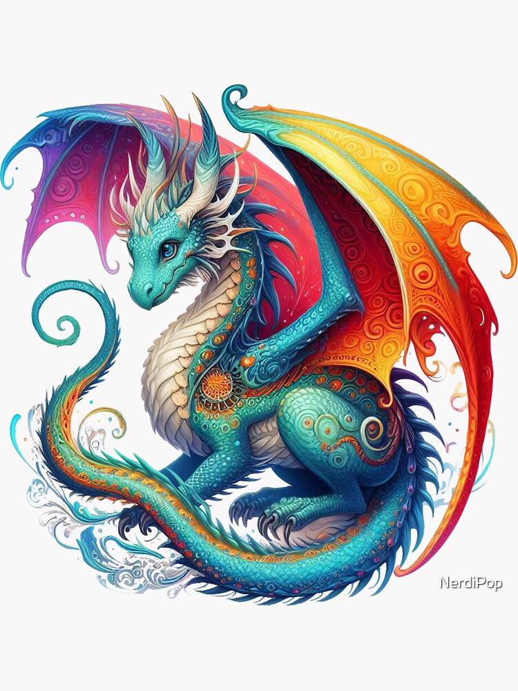 Thumbnail 3 of 3, Sticker, Cute fantasy dragon designed and sold by NerdiPop.