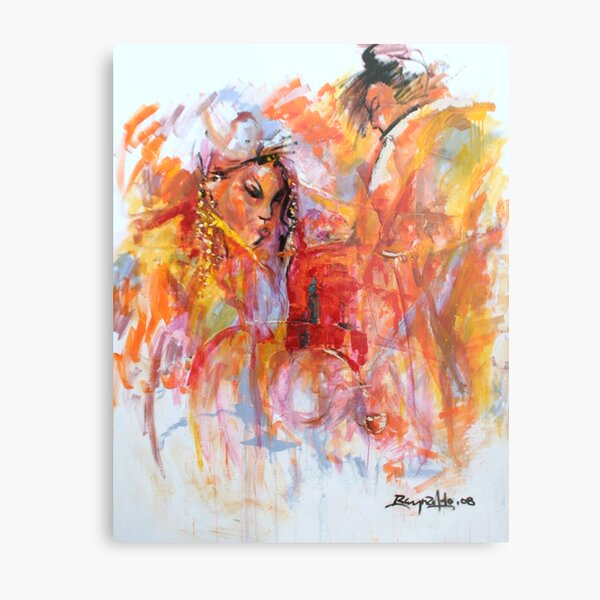 Geisha and The Samurai Metal Print