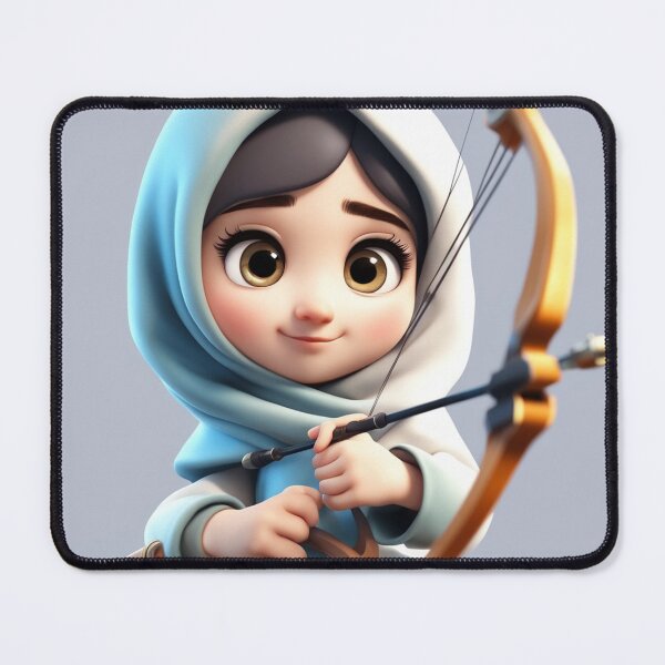 Item preview, Cute Girl in Hijab Holding Archery Bow Cartoon Vector Icon designed and sold by hjian8219.