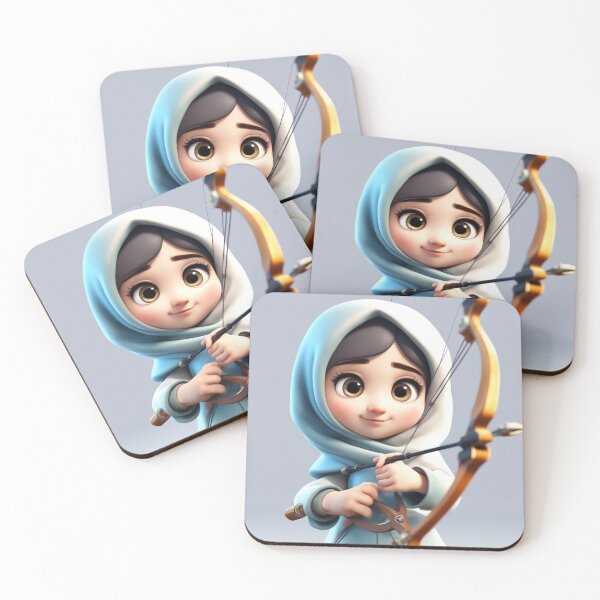Item preview, Cute Girl in Hijab Holding Archery Bow Cartoon Vector Icon designed and sold by hjian8219.