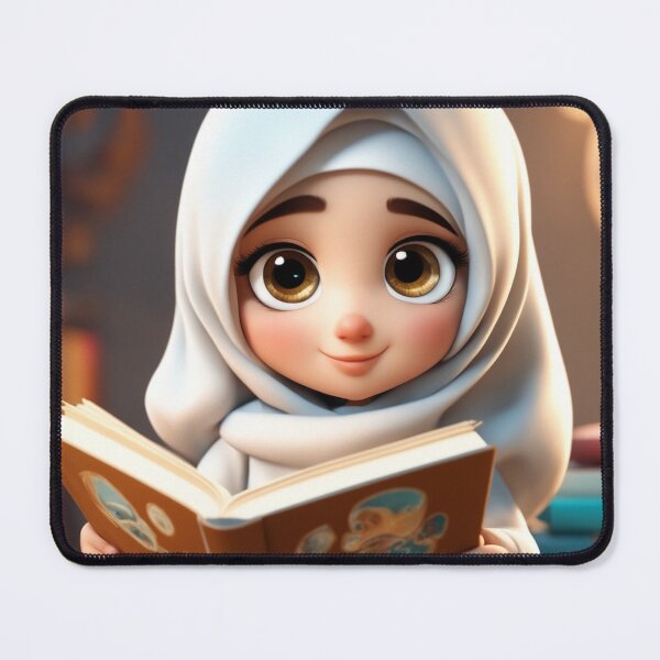 Item preview, Cute Girl in Hijab Reading Book Cartoon Vector Icon designed and sold by hjian8219.