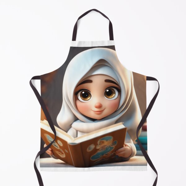Item preview, Cute Girl in Hijab Reading Book Cartoon Vector Icon designed and sold by hjian8219.