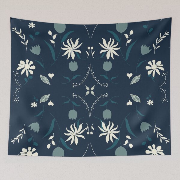 Item preview, Blue flowers floral design flannel flower designed and sold by handmadehipsters.